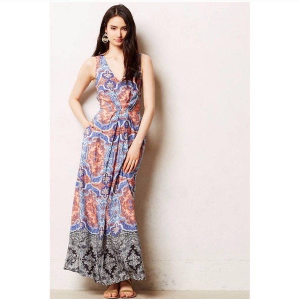 Anthropologie Maeve Silk Maxi Dress